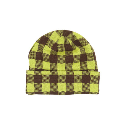 Gingham Check Beanie - Lime
