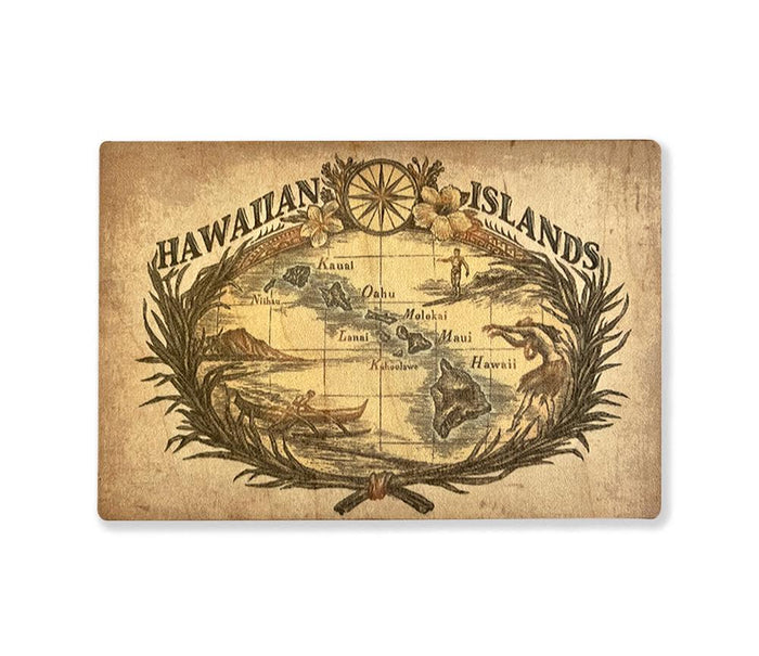 HI Island Woodcut Wooden Postcard