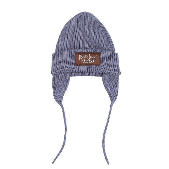 Knitted Ear Flap Beanie - Blue