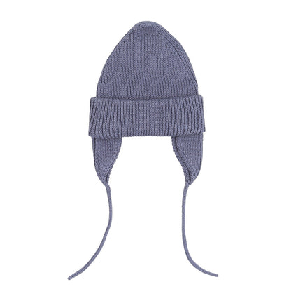 Knitted Ear Flap Beanie - Blue