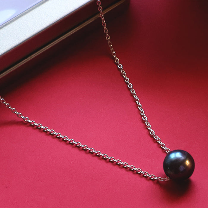 Leialoha 16" Black Pearl Sterling Silver Necklace