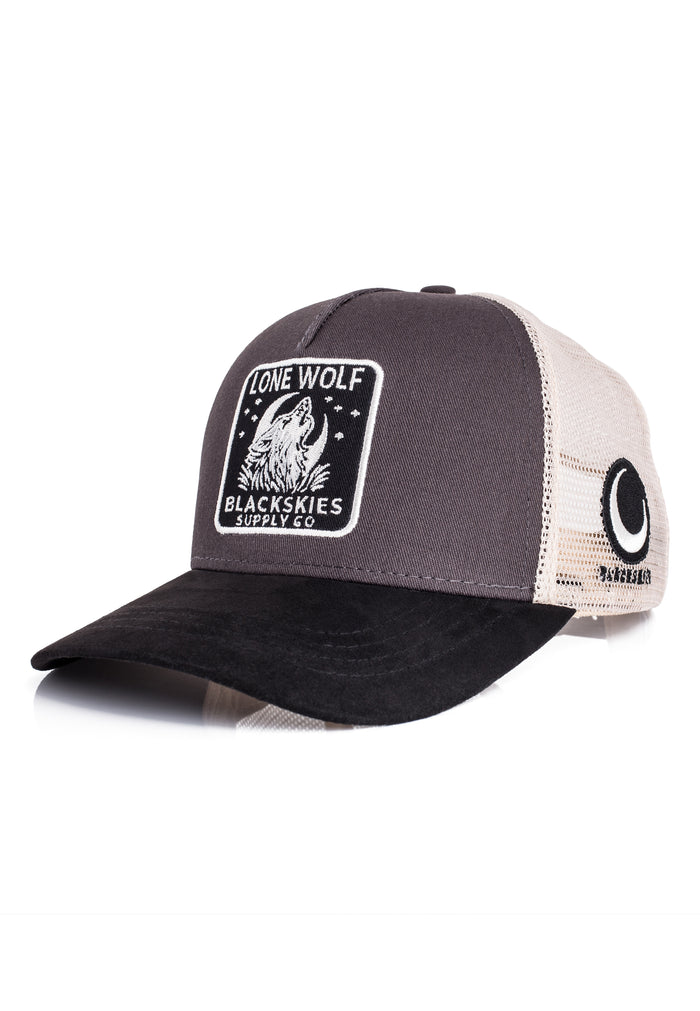 Trucker hat with a logo on a white background
