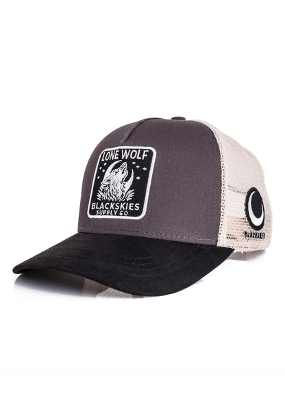 Trucker hat with a logo on a white background
