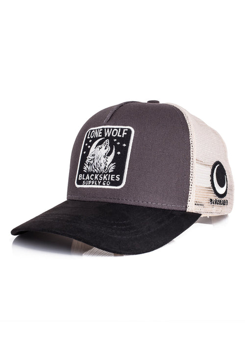 Trucker hat with a logo on a white background