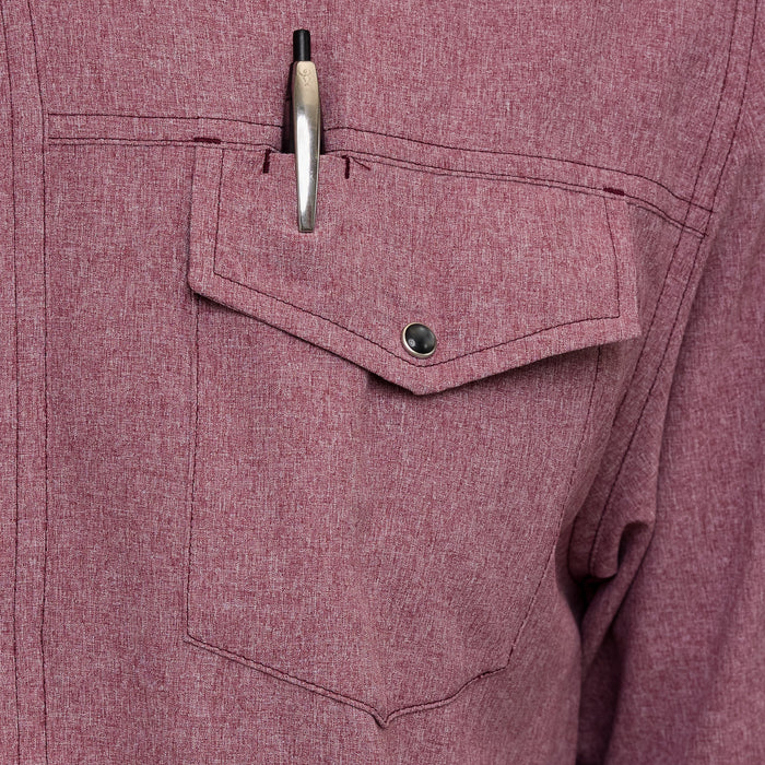 Maroon Pearl Snap Shirt | Long Sleeve