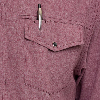 Maroon Pearl Snap Shirt | Long Sleeve