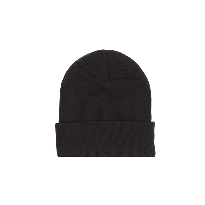 Metal Stamp Logo Cuff Beanie  - Black