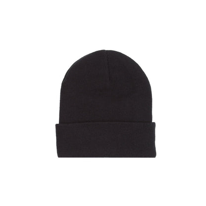 Metal Stamp Logo Cuff Beanie  - Black