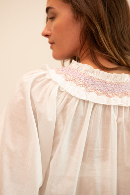 Amari Top in White with Pastel