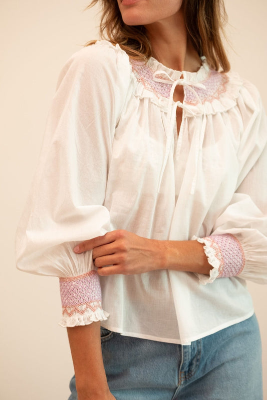 Amari Top in White with Pastel
