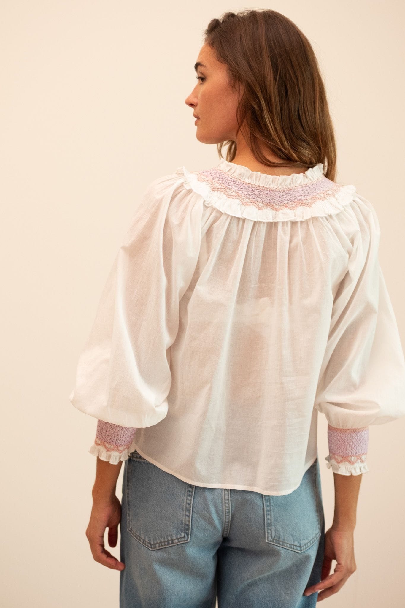 Amari Top in White with Pastel