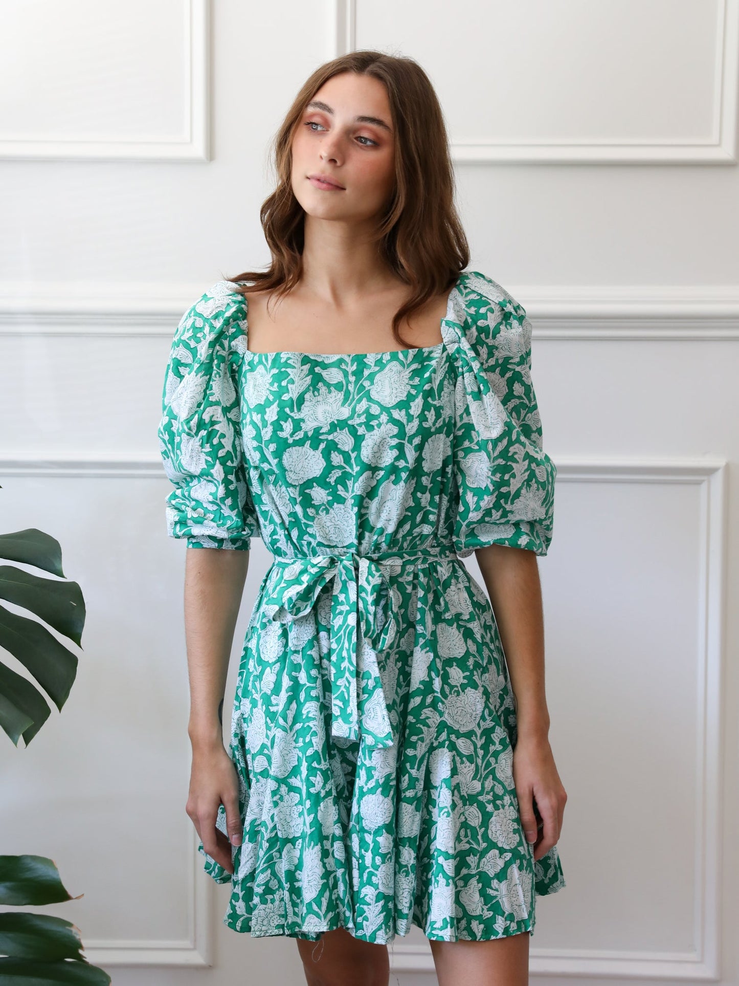 Anais Dress in Green Zinnia