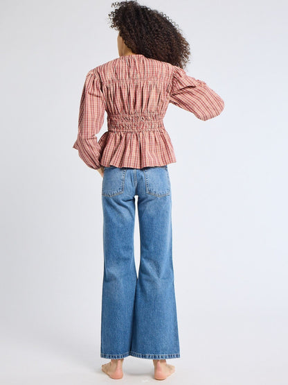 Ella Top in Rose Plaid