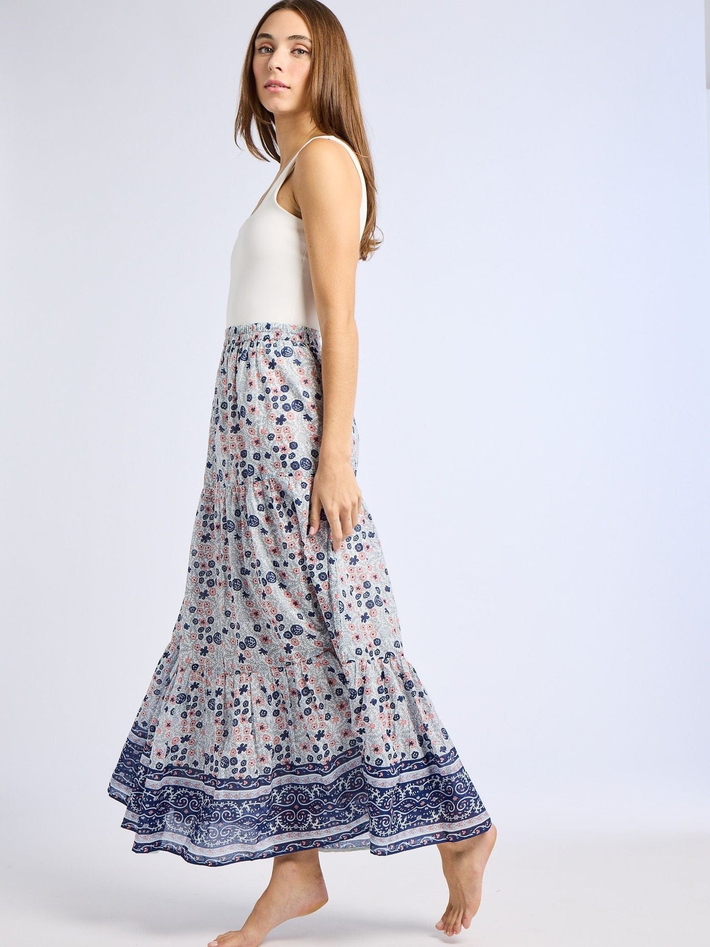 Paola Skirt in Navy Floral