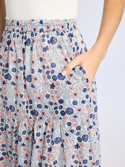 Paola Skirt in Navy Floral
