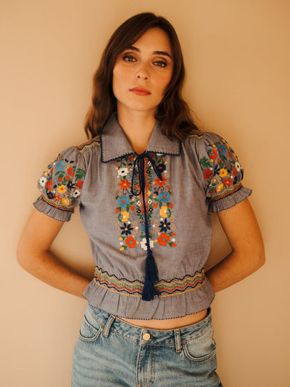 Tali Top in Garden Embroidery
