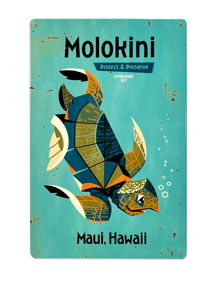 Molokini Turtle Metal Sign