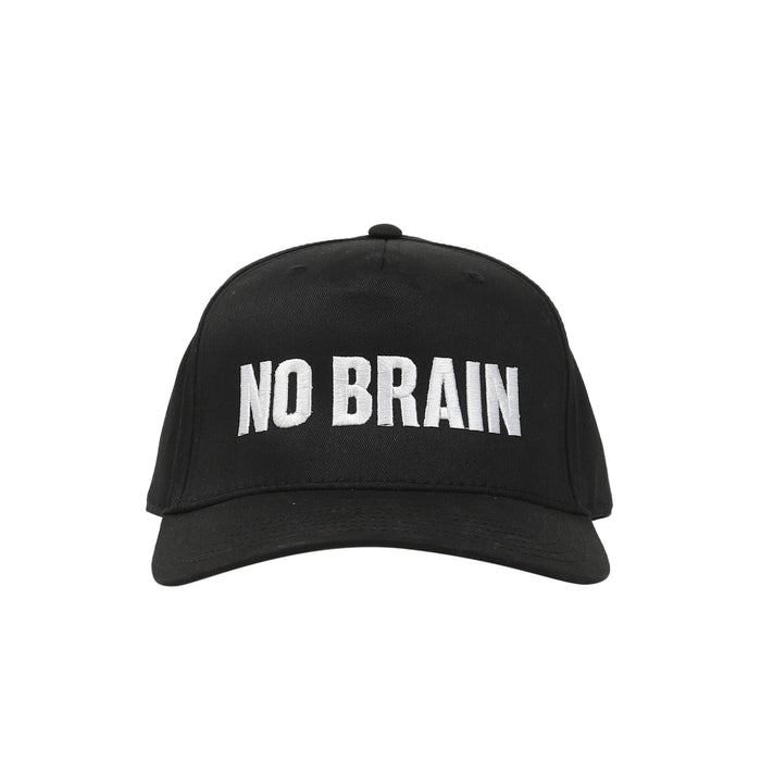 No Brain 6 Panel Snapback - Black