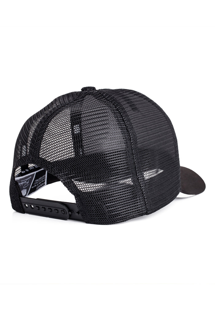 Black mesh cap on a white background