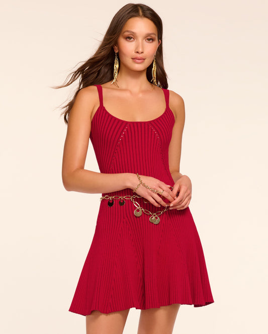 Lidia Rib Knit A-Line Mini Dress