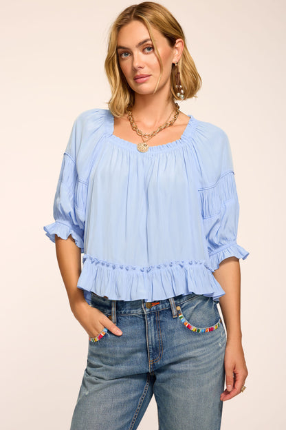 Natasha Ruched Square Neck Blouse