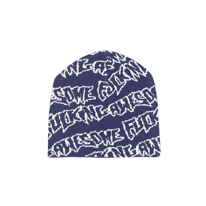 Stamp Repeat Skully - Navy White