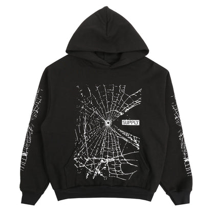 SUPPLY Big Web Hooded Sweatshirt - Black